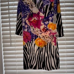 Enfocus Studio Multicolor Floral Zebra Long Sleeve Dress